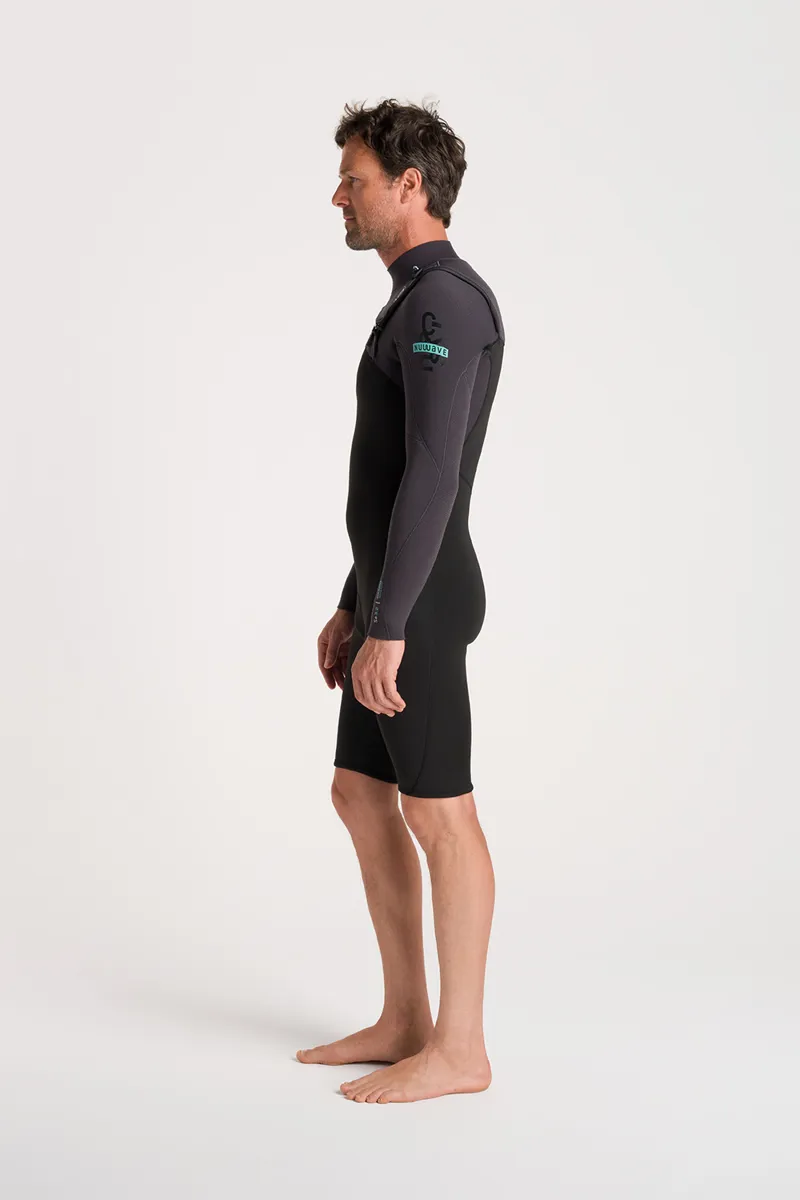 C-Skins Mens NuWave Session 3/2 Chest Zip Spring Wetsuit Black/Meteor-5