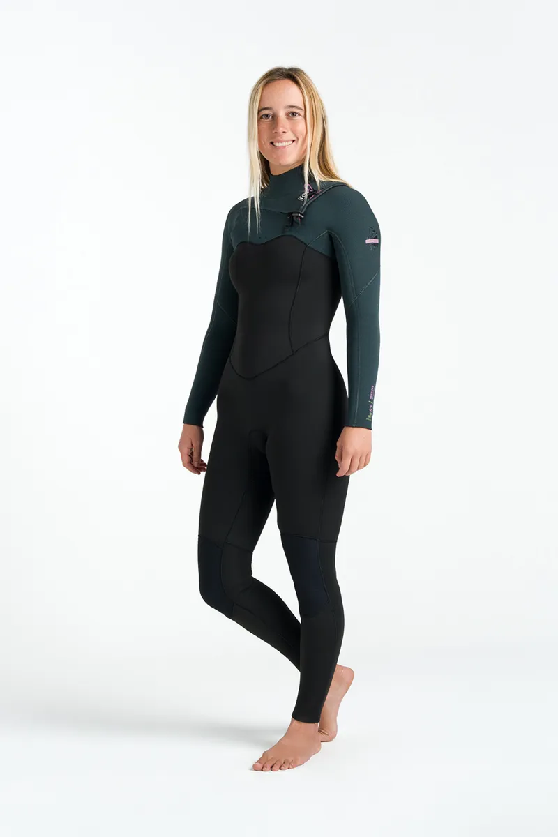 C-Skins NuWave Womens Solace 5/4 Chest Zip Wetsuit Black/Forest Green