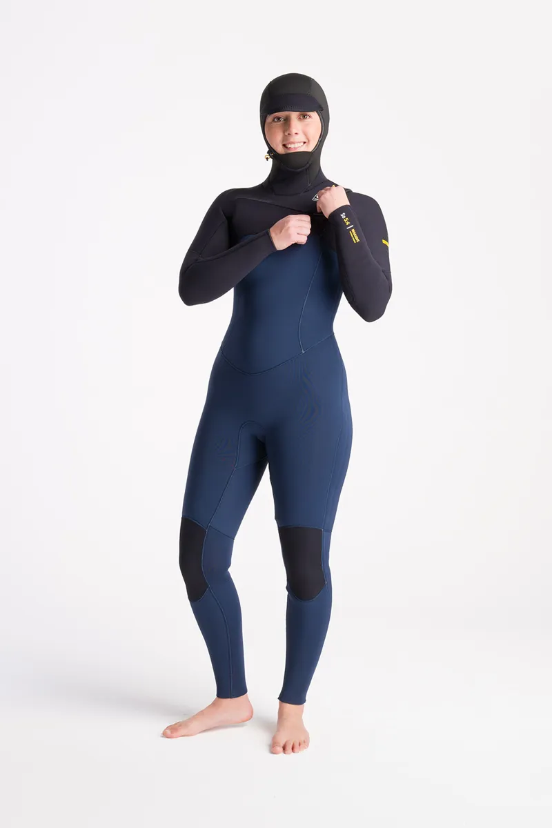 C-Skins NuWave Womens Solace 5/4 Hooded Wetsuit Bluestone-2