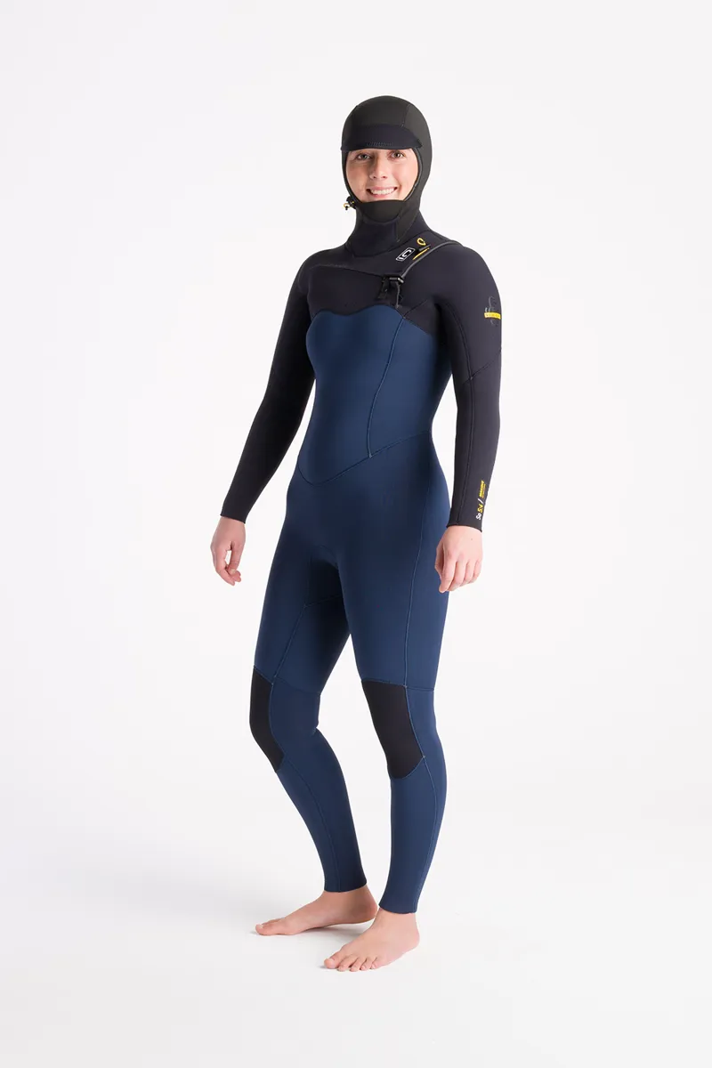 C-Skins NuWave Womens Solace 5/4 Hooded Wetsuit Bluestone-1