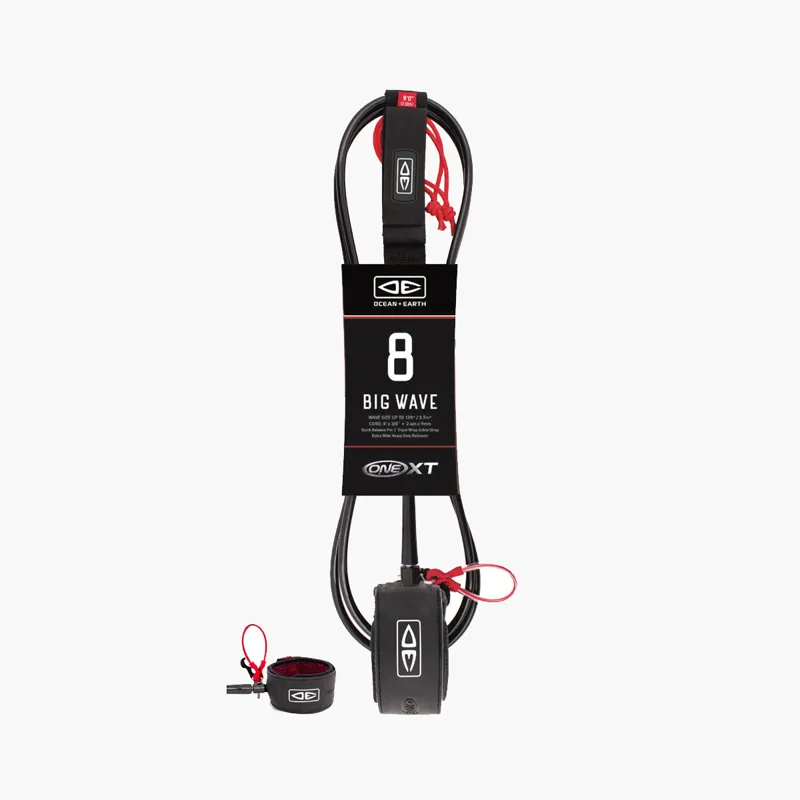 Ocean and Earth 8'0 One-XT Premium Big Wave Leash Black