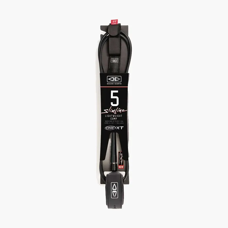 Ocean and Earth 5'0 Slim Line One-XT Light Weight Comp Surf Leash Black