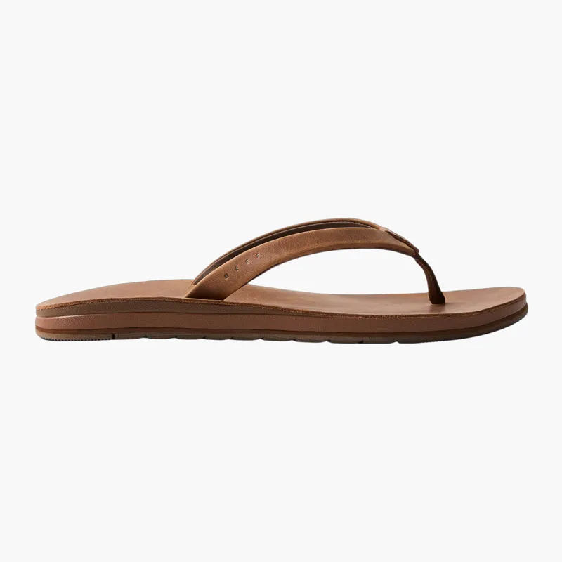 Reef Womens Ojai Classic Slim Leather Dark Brown Flip Flops-2