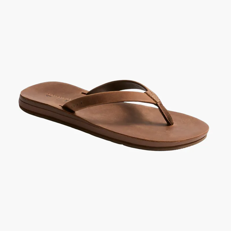Reef Womens Ojai Classic Slim Leather Dark Brown Flip Flops