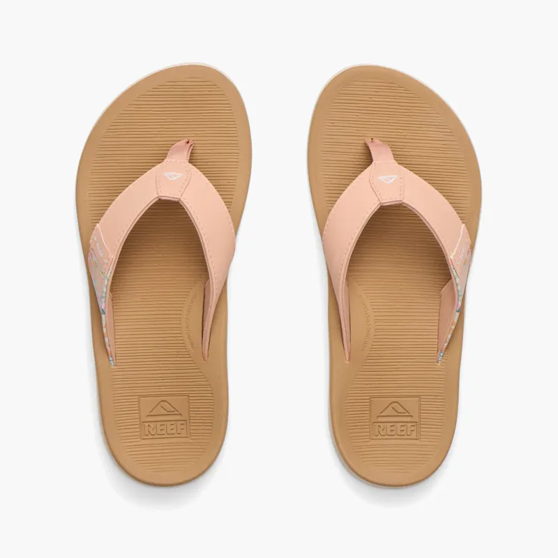 Reef Womens Santa Ana Peach/Tan Flip Flops-1