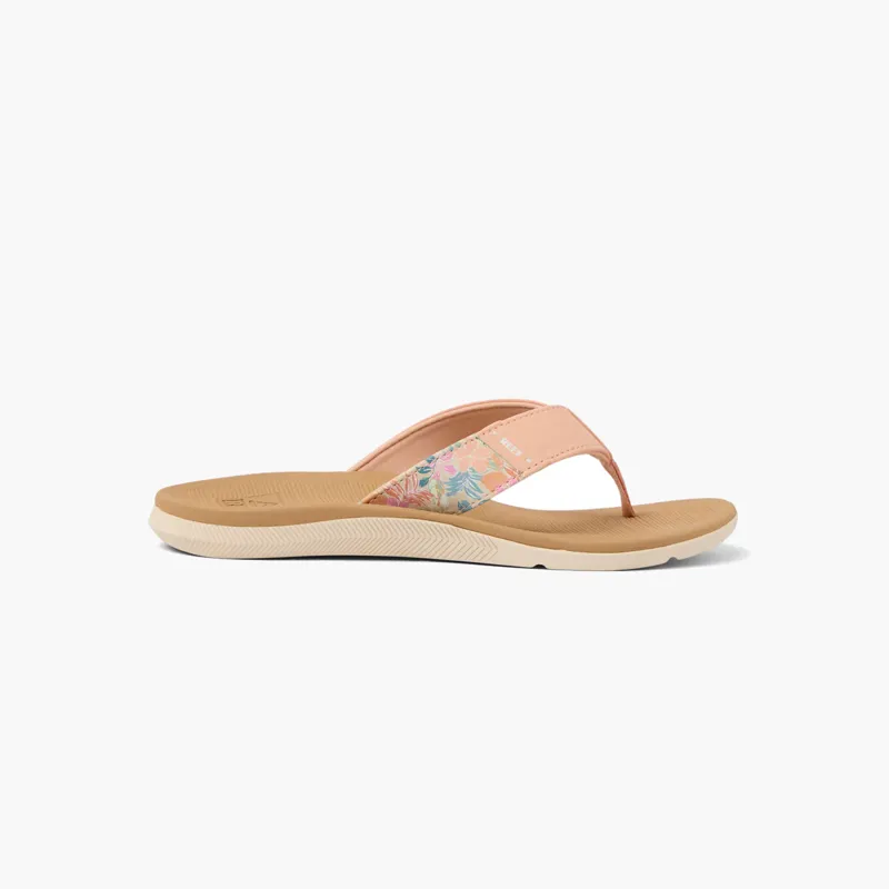 Reef Womens Santa Ana Peach/Tan Flip Flops-2