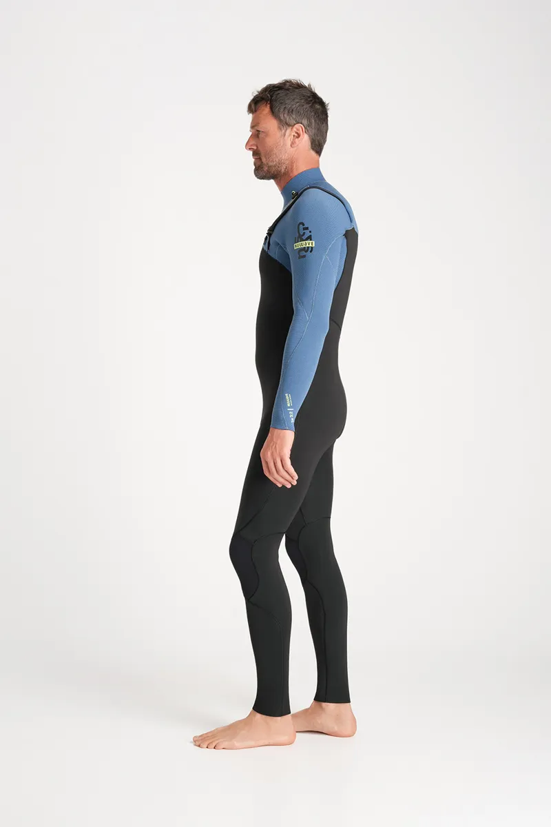 C-Skins NuWave Mens Session 3/2 Chest Zip Wetsuit Black/Steel Blue X-4
