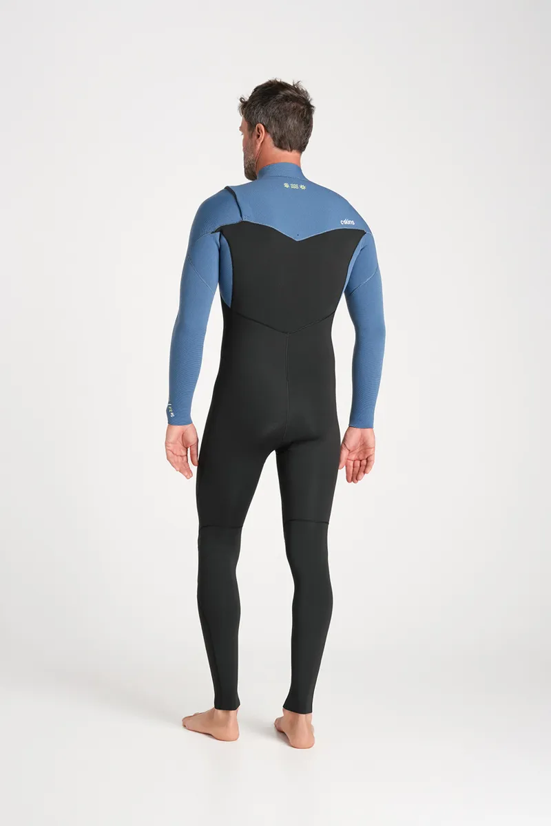 C-Skins NuWave Mens Session 3/2 Chest Zip Wetsuit Black/Steel Blue X-3