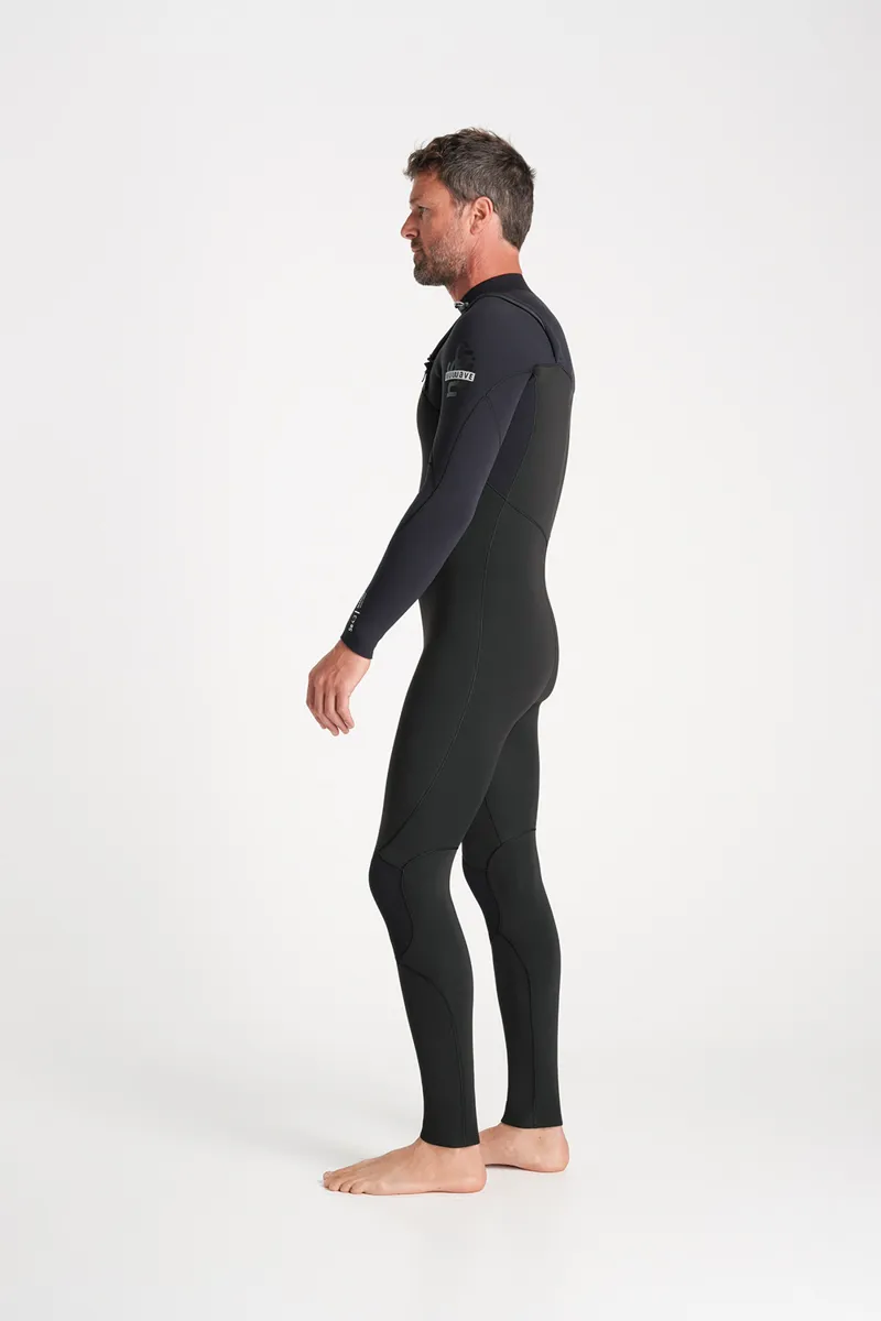 C-Skins NuWave Mens Session 4/3 Chest Zip Wetsuit Black/Black X-1