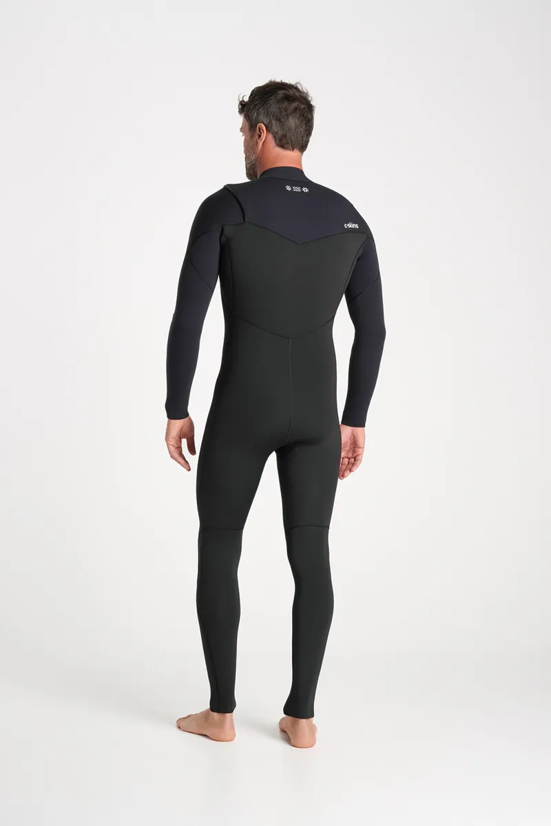 C-Skins NuWave Mens Session 4/3 Chest Zip Wetsuit Black/Black X-2