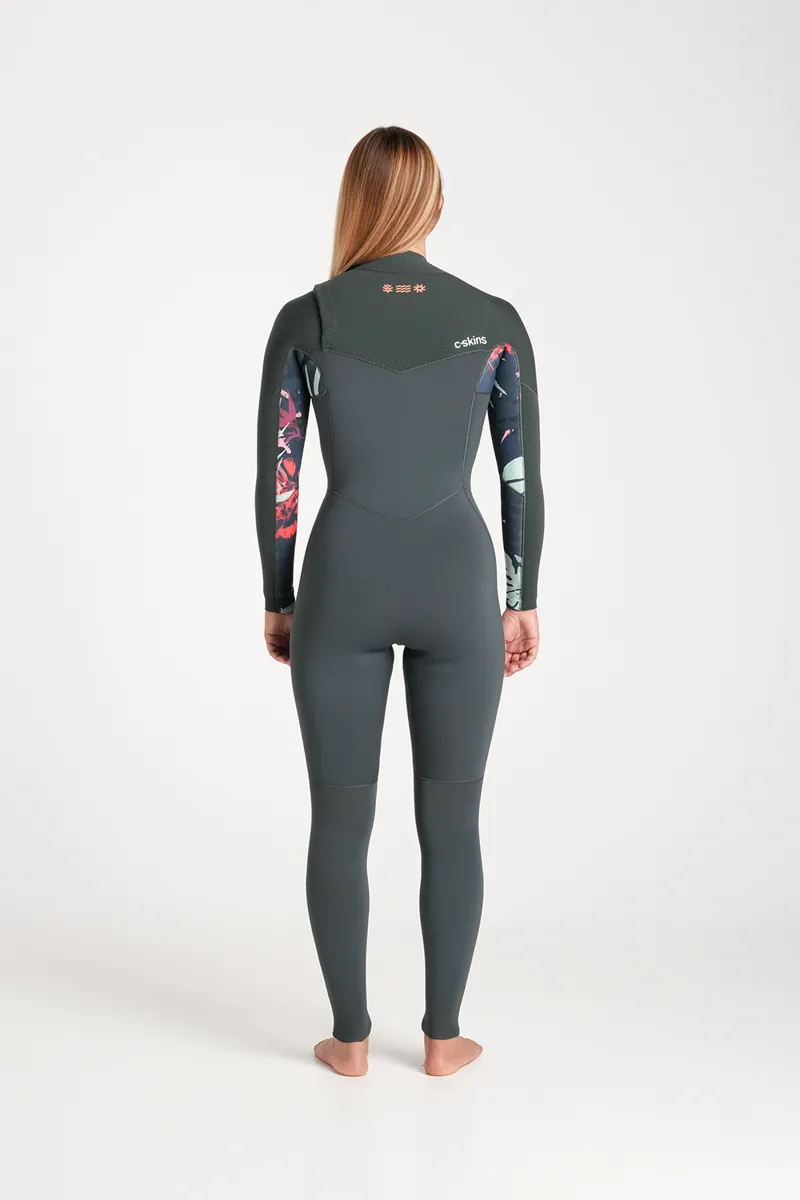 C-Skins Womens NuWave Solace 3/2 Chest Zip Wetsuit Forest Green-2