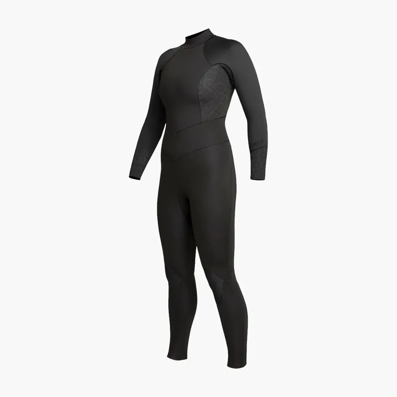 Xcel Womens Axis 3/2 Back Zip Wetsuit Black Flower-1