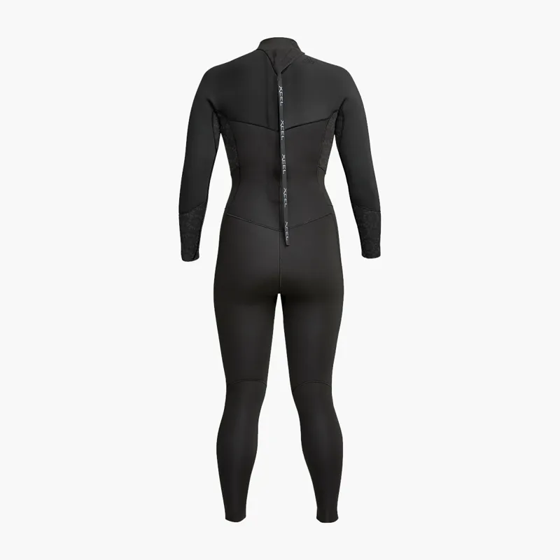 Xcel Womens Axis 3/2 Back Zip Wetsuit Black Flower-2