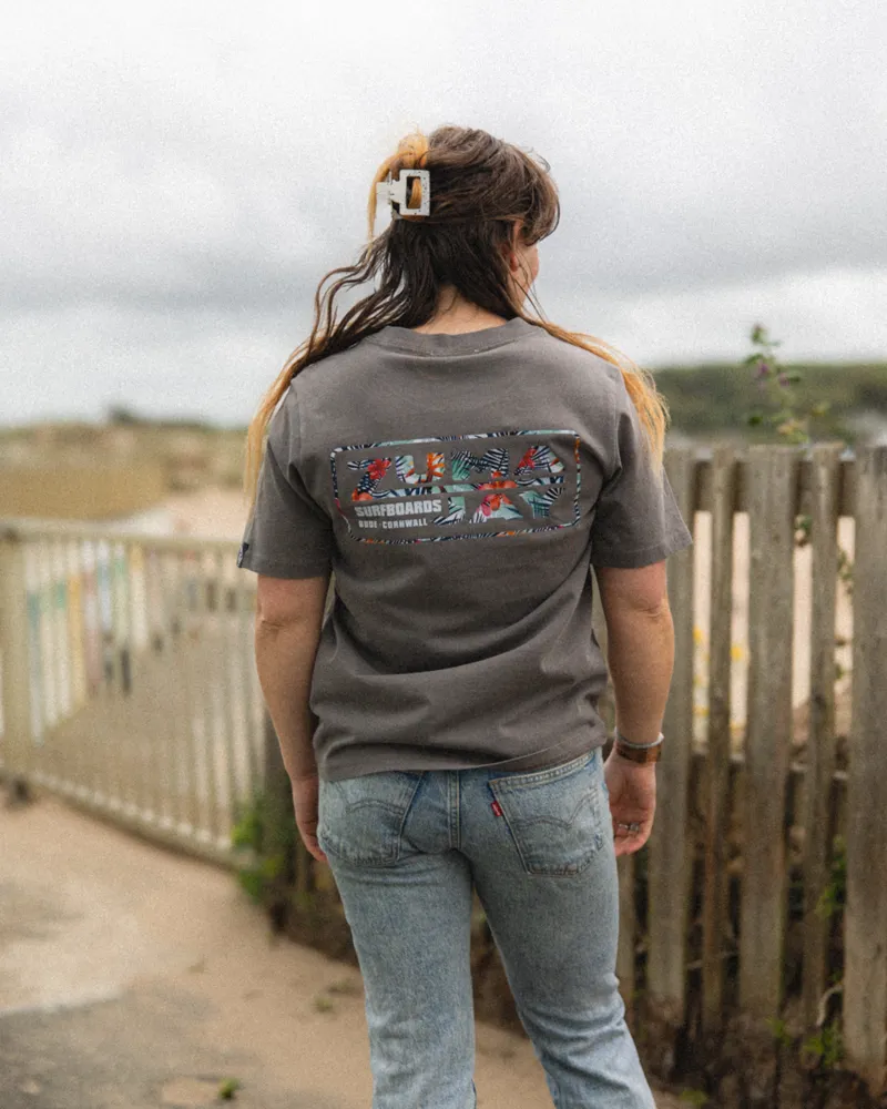 Zuma Jay House Hibiscus Heavy Womens Tee Steel-1