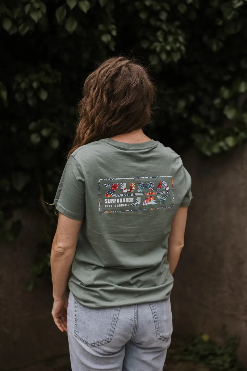 Zuma Jay House Hibiscus Womens Tee Sage-2