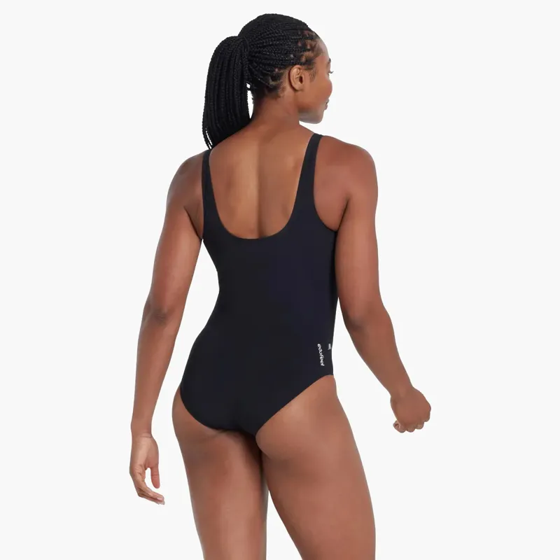 Zoggs Ecofeel Scoopback Black Silver Lined Swimsuit-2