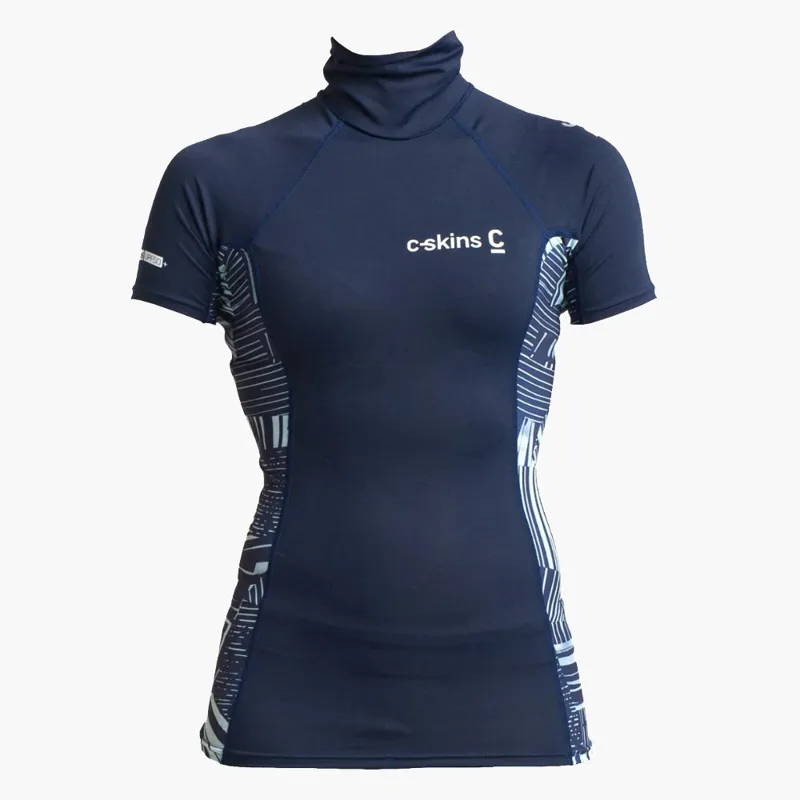 C-Skins Womens Short Sleeve UV Rash Vest Navy/Ice