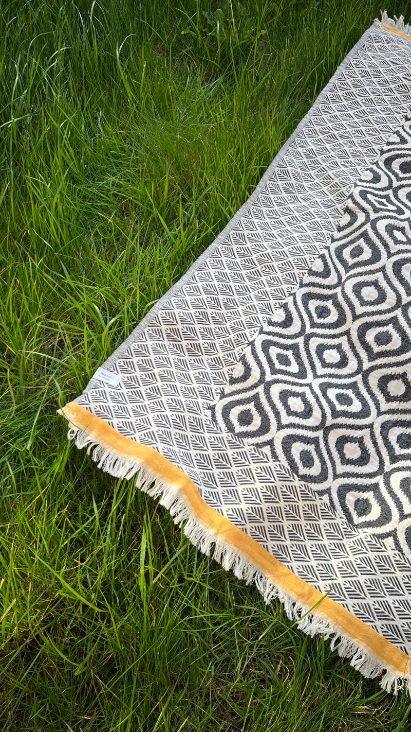 Weavico Turkish Throw - Black/Mustard-4