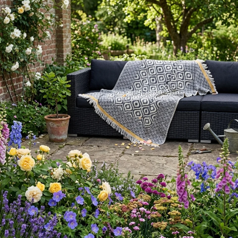 Weavico Turkish Throw - Black/Mustard-5