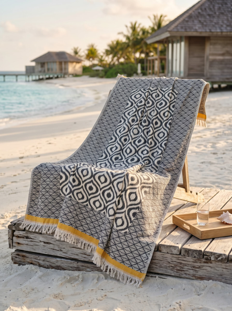 Weavico Turkish Throw - Black/Mustard-1