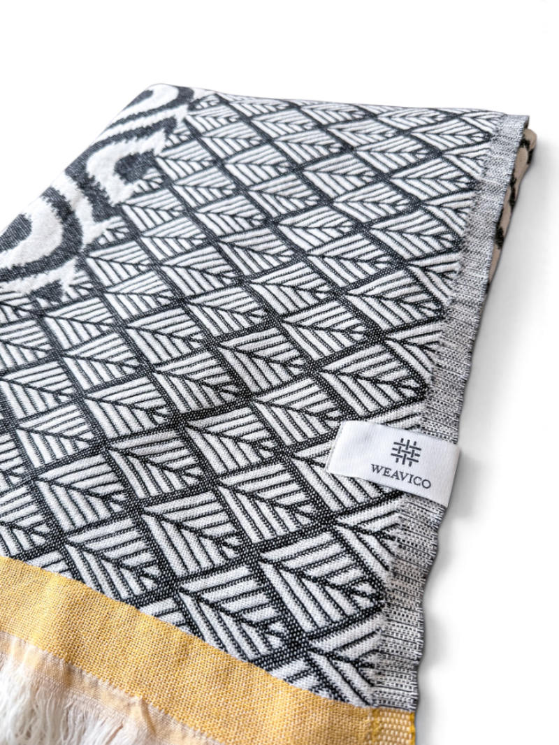 Weavico Turkish Throw - Black/Mustard-8