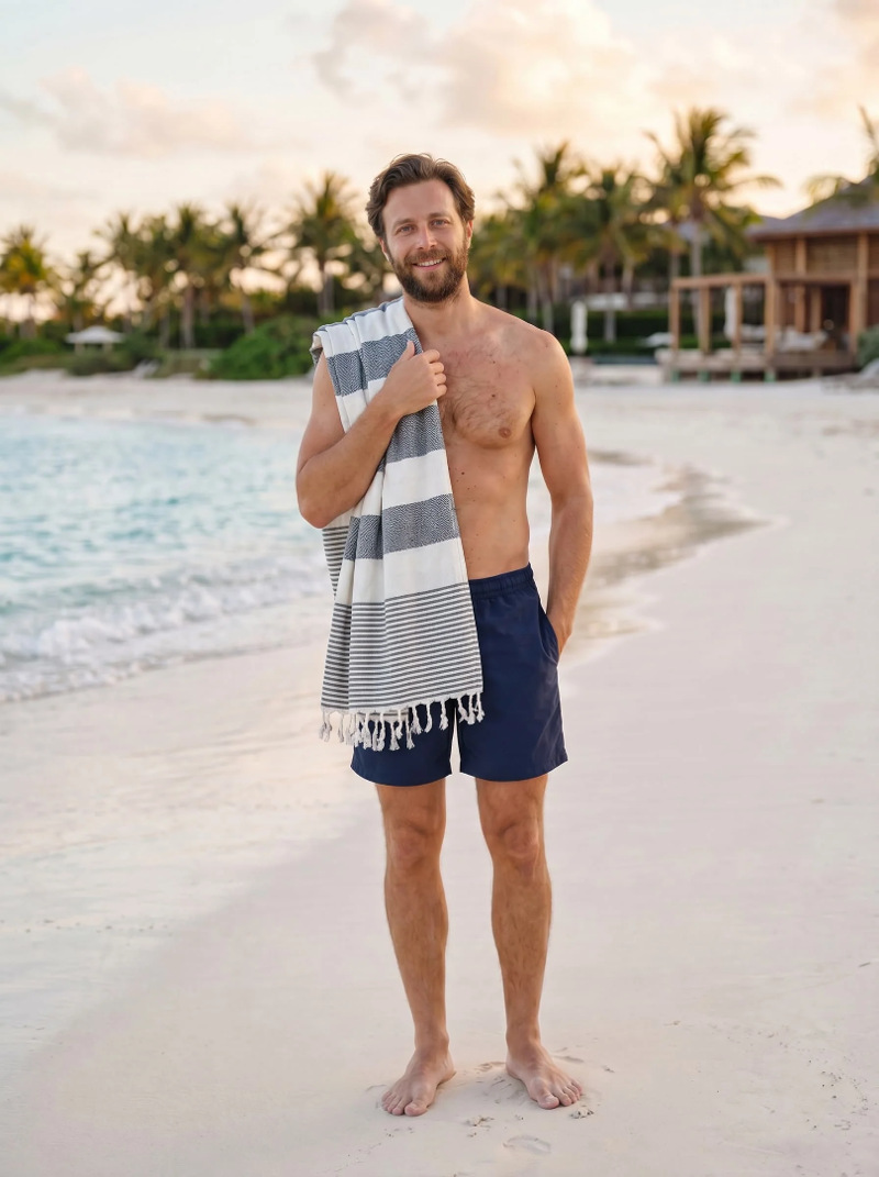 Weavico Turkish Towel Stripes - Black-2