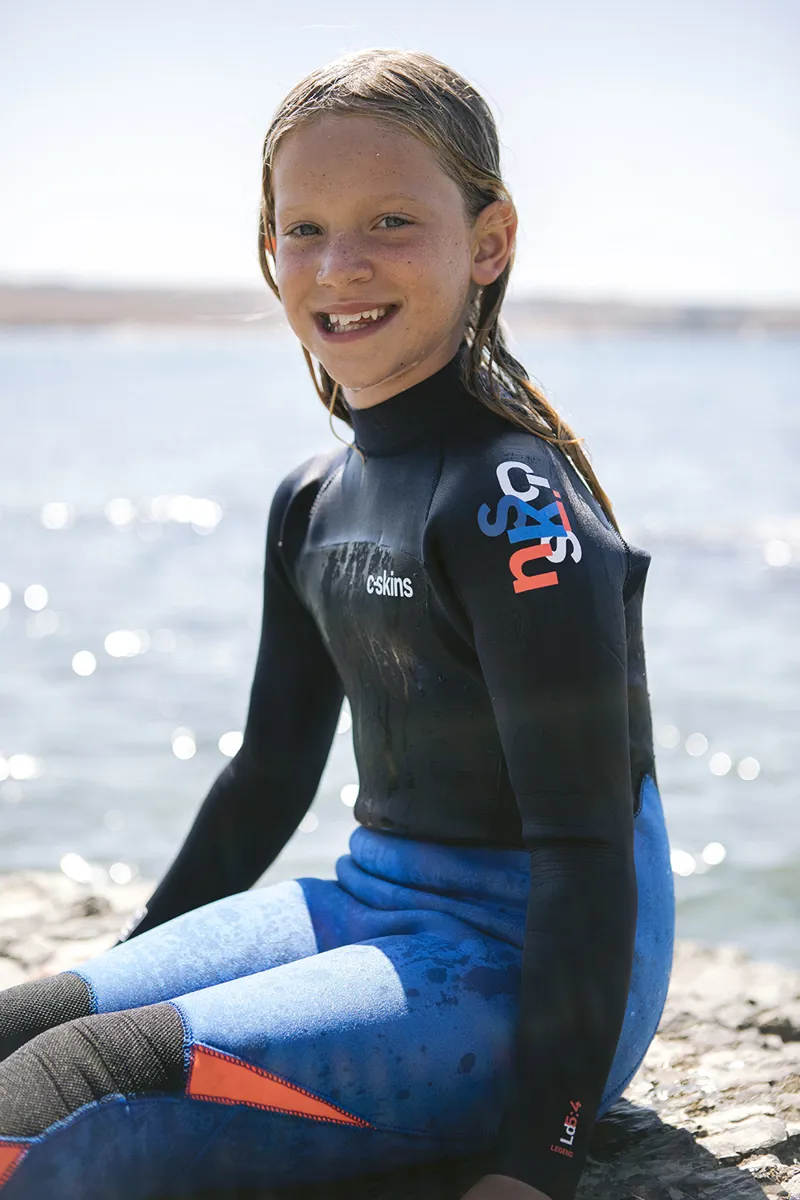 C-Skins Junior Legend 5/4 Back Zip Wetsuit Cyan/Slate-3
