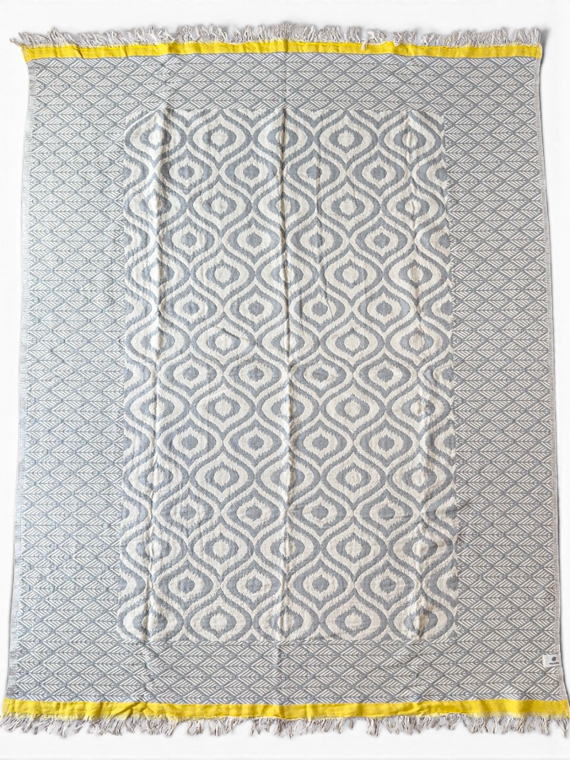 Weavico Turkish Throw - Grey/Yellow-4