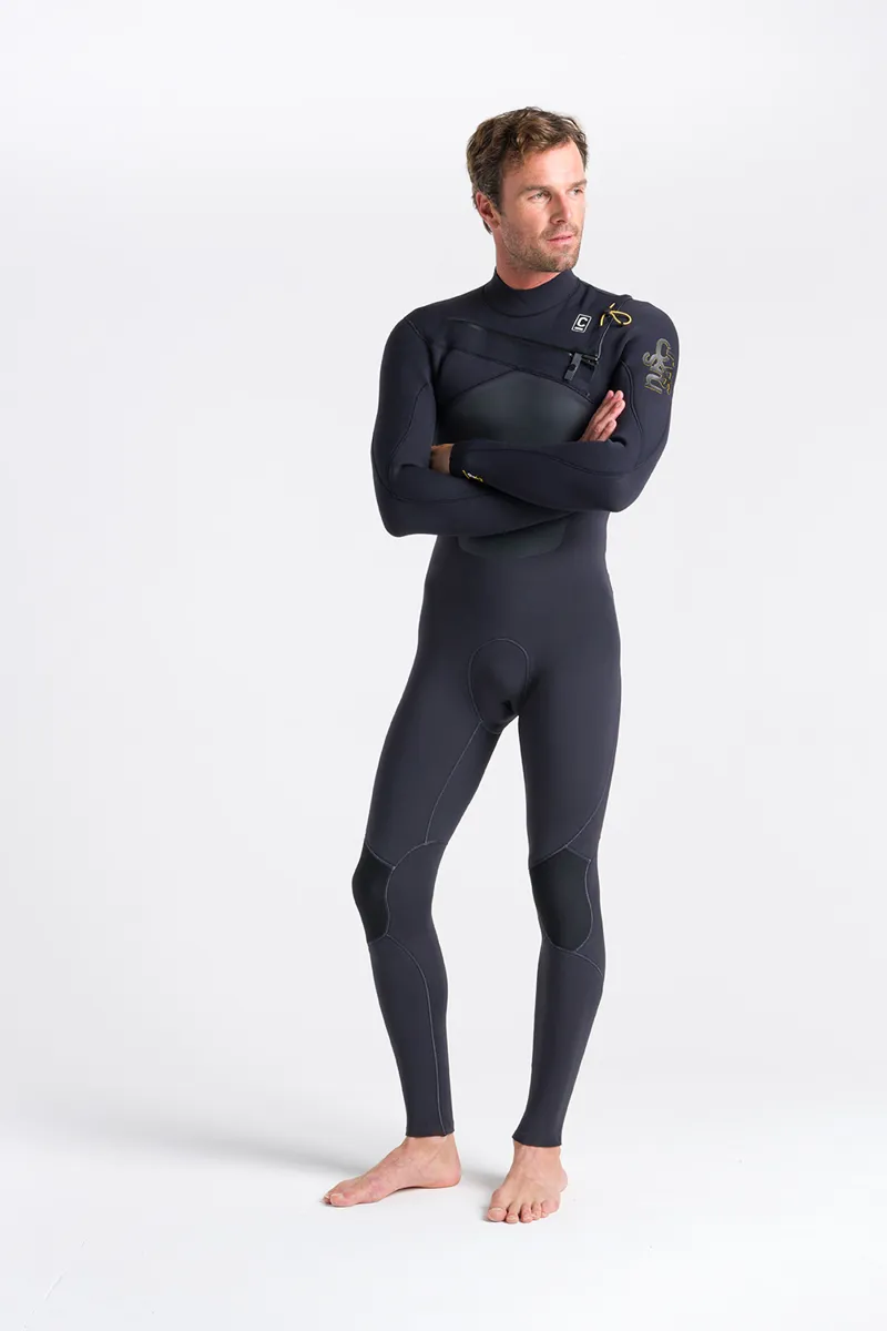 C-Skins Mens ReWired 4/3 Chest Zip Wetsuit Anthracite/Saffron-6