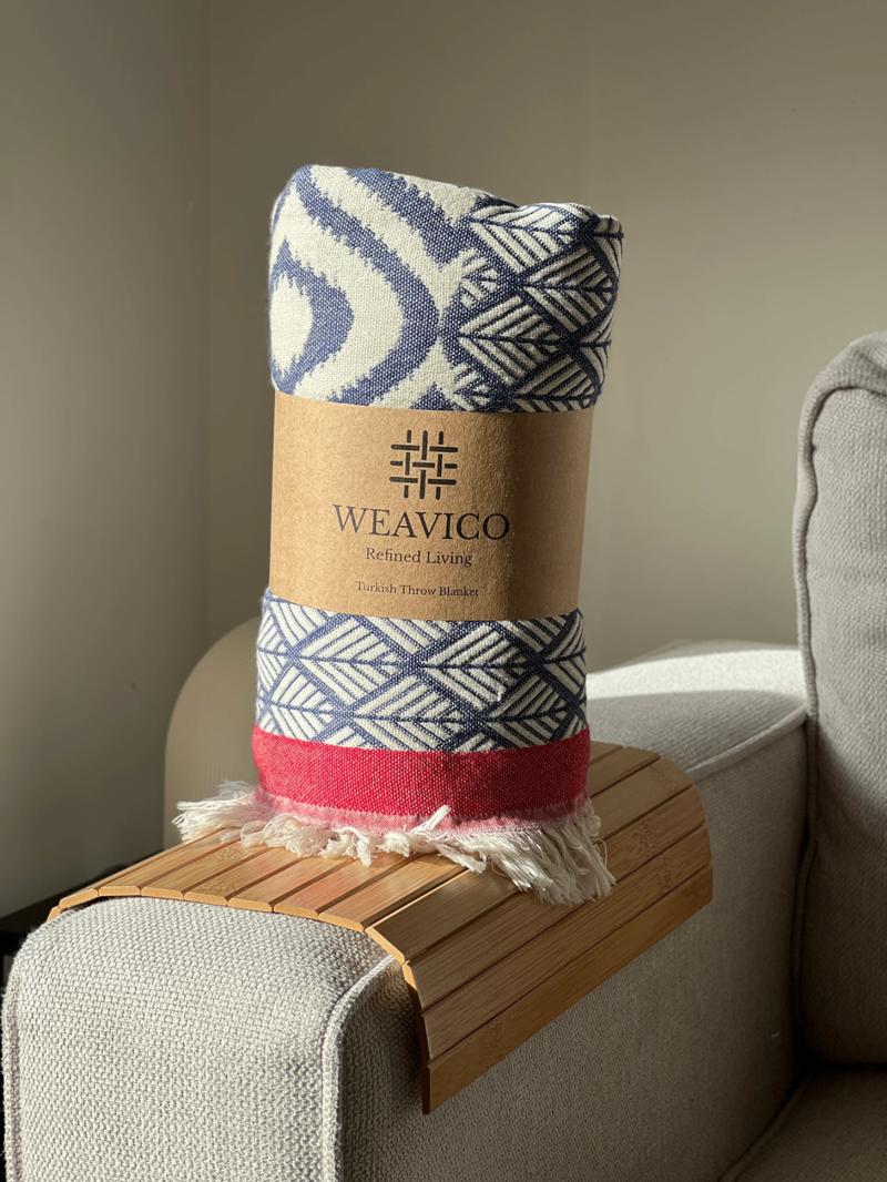 Weavico Turkish Throw - Navy/Red-4