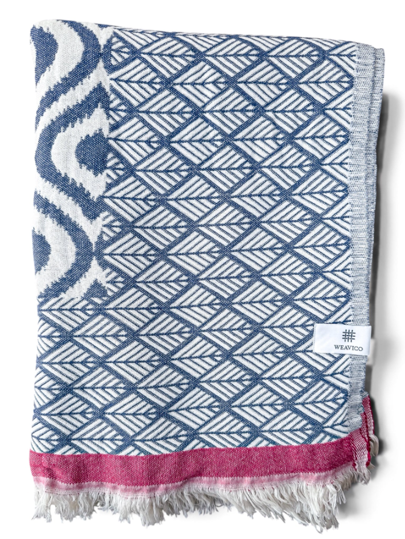 Weavico Turkish Throw - Navy/Red-5